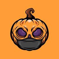 calabaza de halloween con ilustración de máscara vector