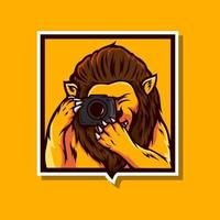 diseño de logotipo de fotógrafo de león vector