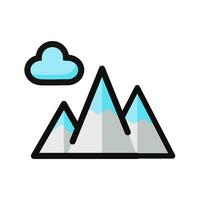 Snow Mountains Icon. Snow Mountains Logo. Vector Illustration. Isolated on White Background. Editable Stroke