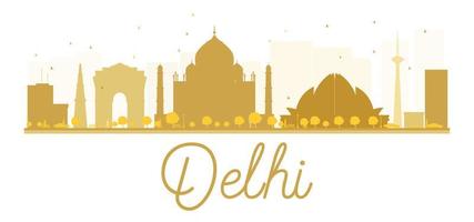 silueta dorada del horizonte de la ciudad de delhi. vector