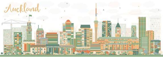 Abstract Auckland Skyline with Color Buildings. vector