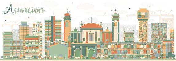 Abstract Asuncion Skyline with Color Buildings. vector