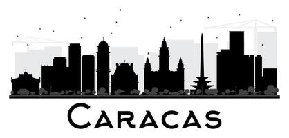 Caracas City skyline black and white silhouette. vector