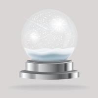 Empty Transparent Christmas Crystal Ball with Snow. vector