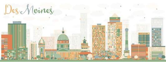 Abstract Des Moines Skyline with Color Buildings. vector