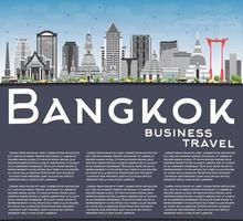 Bangkok Skyline with Gray Landmarks, Blue Sky and Copy Space. vector