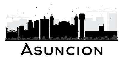 silueta en blanco y negro del horizonte de la ciudad de asunción. vector