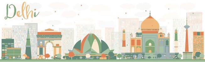 Abstract Delhi Skyline with Color Landmarks. vector