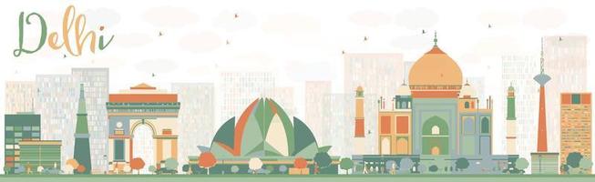 Abstract Delhi Skyline with Color Landmarks. vector