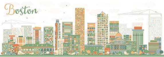 Abstract Boston Skyline with Color Buildings. vector