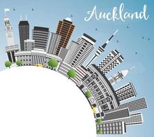 Auckland Skyline with Gray Buildings, Blue Sky and Copy Space. vector