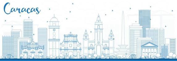 Outline Caracas Skyline with Blue Buildings. vector