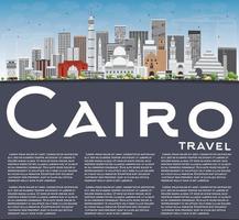 el horizonte de el cairo con edificios grises, cielo azul y espacio para copiar. vector