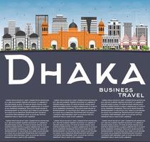 Dhaka Skyline with Gray Buildings, Blue Sky and Copy Space. vector