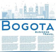 Outline Bogota Skyline with Blue Buildings and Copy Space. vector