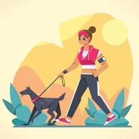 Taking The Dog For A Walk In The Park vector