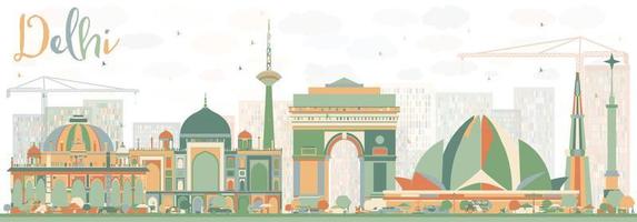 Abstract Delhi Skyline with Color Buildings. vector