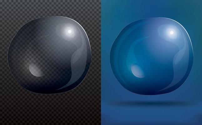 Transparent Soap Bubble on Blue Background