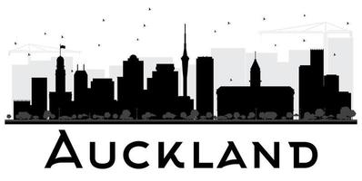 Auckland City skyline black and white silhouette. vector