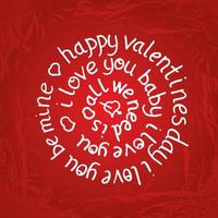 Valentines day round lettering on red gradient background with texture. vector