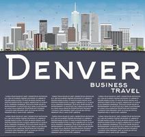 Denver Skyline with Gray Buildings, Blue Sky and Copy Space. vector