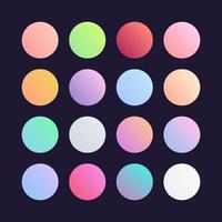 Trendy soft color vector Round gradient set with modern abstract backgrounds. Rounded holographic gradient sphere button for web, colorful soft round buttons or vivid color spheres flat vector.