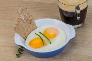 Breakfast with eggs and coffee photo