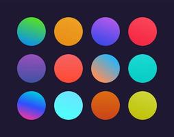 Trendy soft color vector Round gradient set with modern abstract backgrounds. Rounded holographic gradient sphere button for web, colorful soft round buttons or vivid color spheres flat vector.