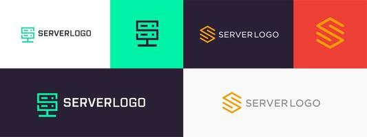 diseño de logotipo de servidor para host de servidor, logotipo de vector de negocio de alquiler de almacenamiento de datos, diseño de logotipo de empresa