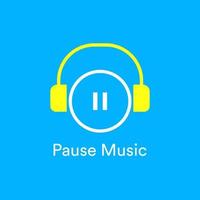 Pause music vector icon with headphone