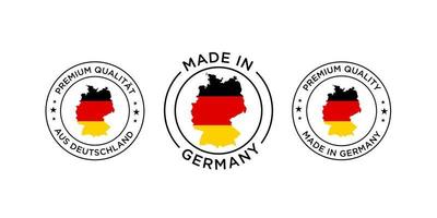 hecho en logotipo de Alemania. vector bandera alemana en el mapa icono de etiqueta de calidad bandera del país.