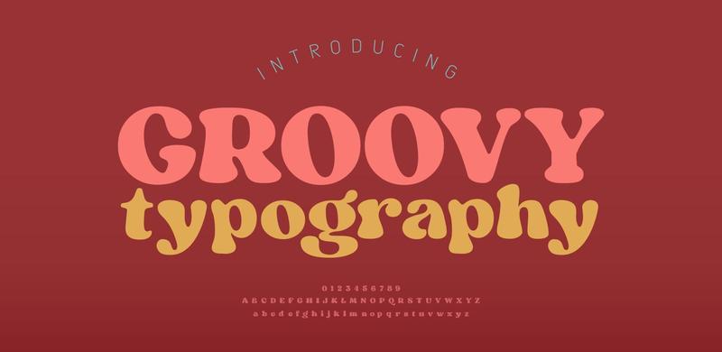 70s retro groovy alphabet letters font and number. Typography decorative fonts vintage concept. Inspirational slogan print with hippie symbols for graphic tee t shirt or poster logo sticker