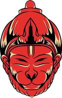 ilustración vectorial de máscara hanuman que es muy adecuada para las necesidades de hacer paquetes de pegatinas, marcas, ropa y otros vector