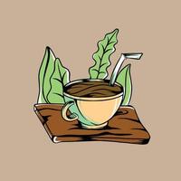 la ilustración del vector de café es adecuada para la marca de camisetas, la publicidad y otros usos