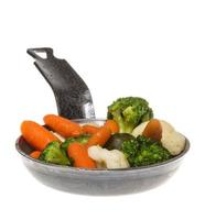 mixed vegetables with fresh sprout in pan photo