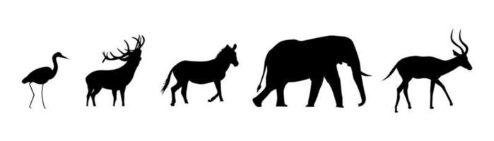 Group of wildlife animal silhouettes illustration vector