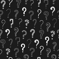 Hand drawn seamless pattern of question marks doodle. Different interrogation signs in sketch style.  Vector illustration.