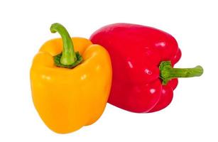 Red and yellow sweet pepper isolated on white background photo