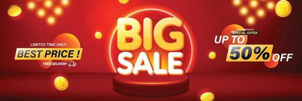 Big sale banner template design for web or social media. vector