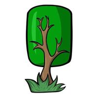 Straight cartoon tree with decorative crown, vector illustration on white background, design element