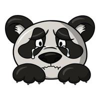 carácter panda triste, panda llorando, emociones animales, ilustración vectorial sobre fondo blanco vector