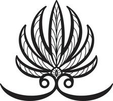 Vector illustration, monochrome drawing, decorative lily flower on a transparent background, design element