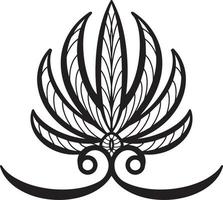 Vector illustration, monochrome drawing, decorative lily flower on a transparent background, design element