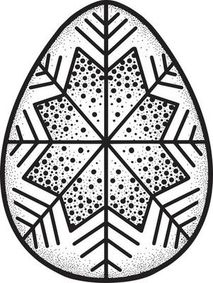 Vector illustration, monochrome drawing, decorative Easter egg with a pattern on a transparent background, design element