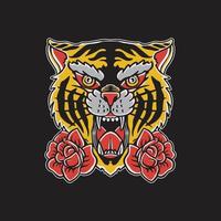 tatuaje de cabeza de tigre vector