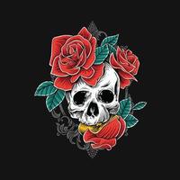 skull with roses illustration vector