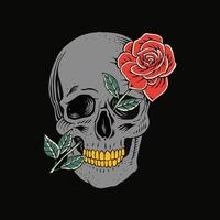 skull and rose vector