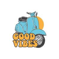 ilustración de scooter de buenas vibraciones vector
