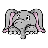 lindo personaje, elefante sorprendido, emociones de elefante de dibujos animados, ilustración vectorial sobre fondo blanco vector