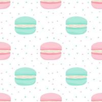 Pastel macarons with seamless patterns. Wrapping paper. vector